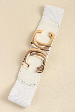 Noteworthy Attire Zinc Alloy Buckle Wide Waist Elastic Belt - MXSTUDIO.COM