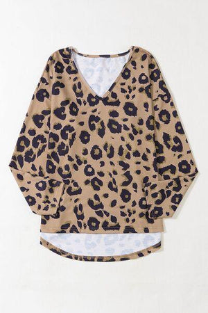 a brown and black animal print top