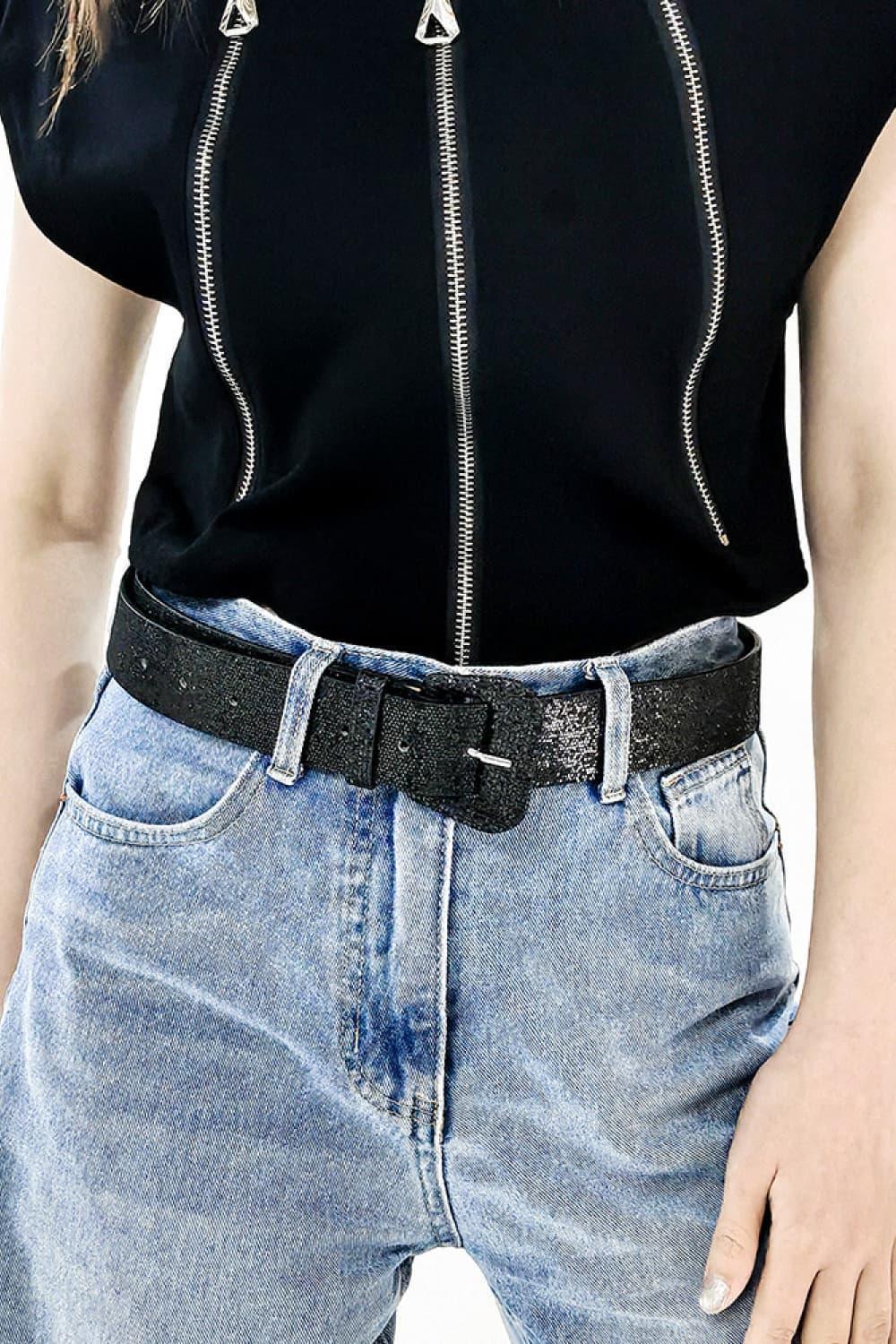 Noticeable Women's PU Leather Glitter Belt - MXSTUDIO.COM