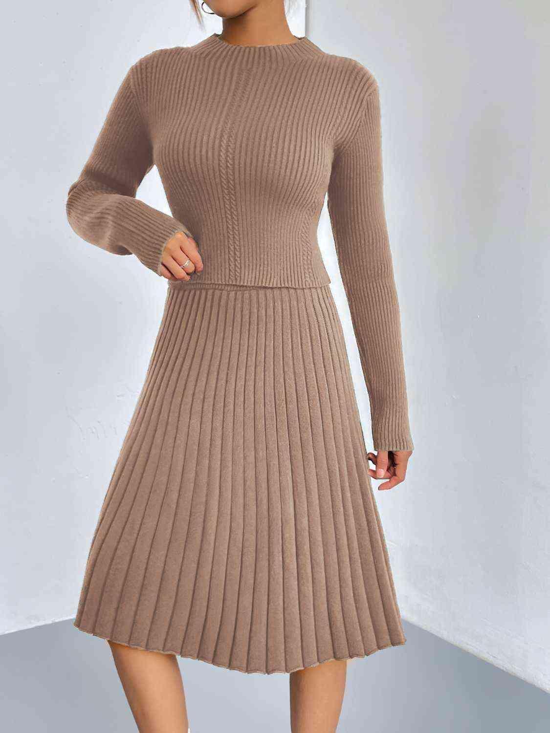 On The Go Rib-Knit Sweater and Skirt Set-MXSTUDIO.COM