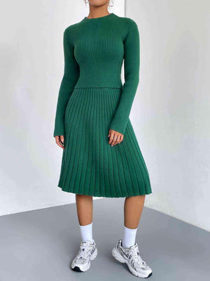 On The Go Rib-Knit Sweater and Skirt Set-MXSTUDIO.COM