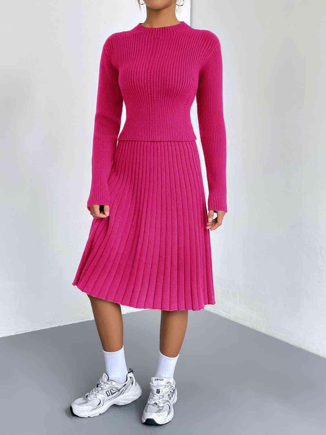 On The Go Rib-Knit Sweater and Skirt Set-MXSTUDIO.COM