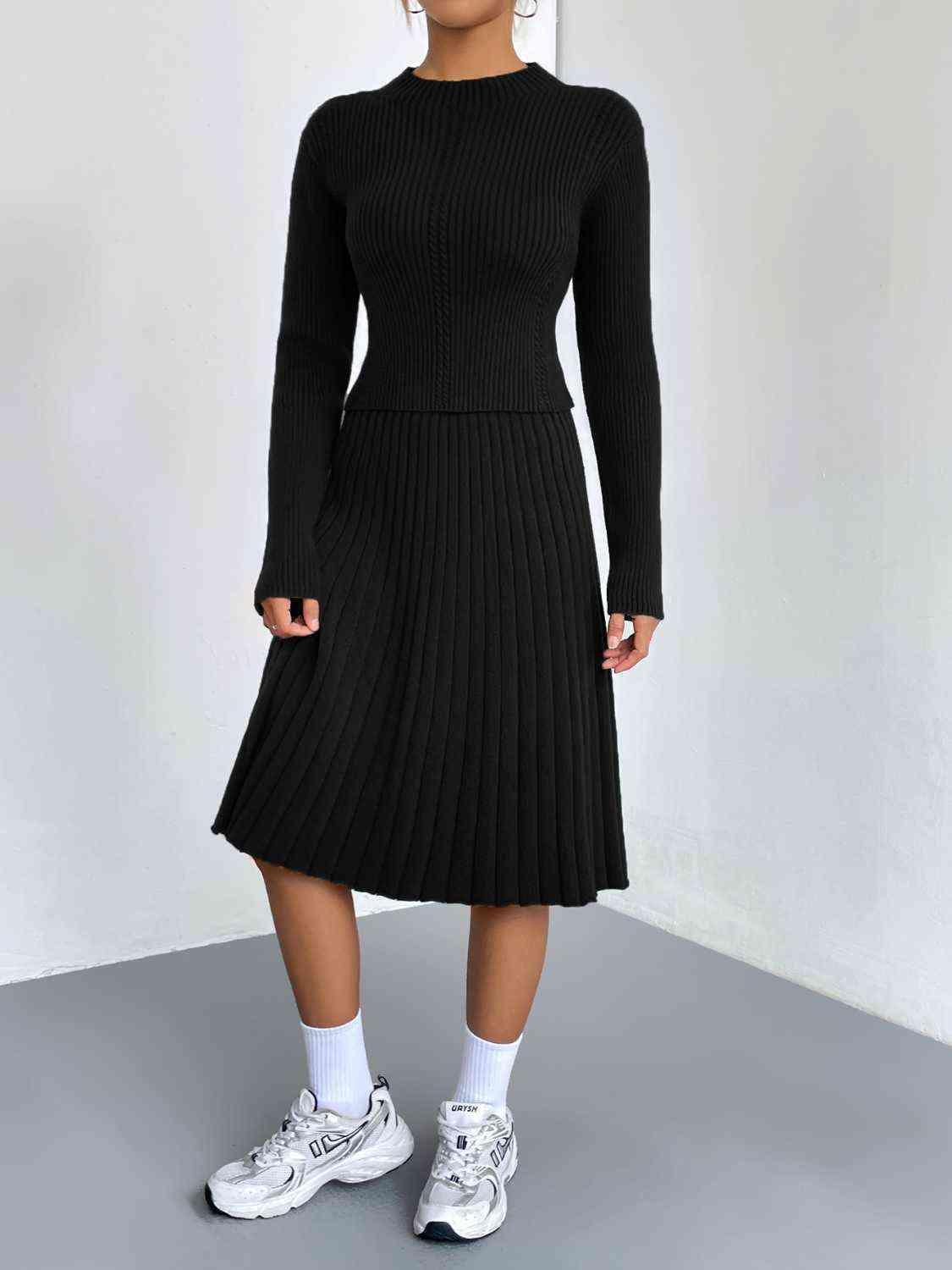 On The Go Rib-Knit Sweater and Skirt Set-MXSTUDIO.COM