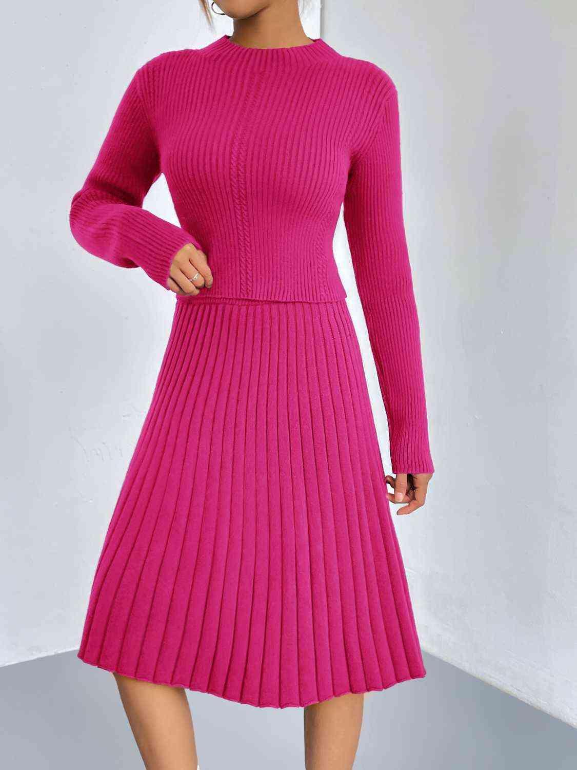 On The Go Rib-Knit Sweater and Skirt Set-MXSTUDIO.COM
