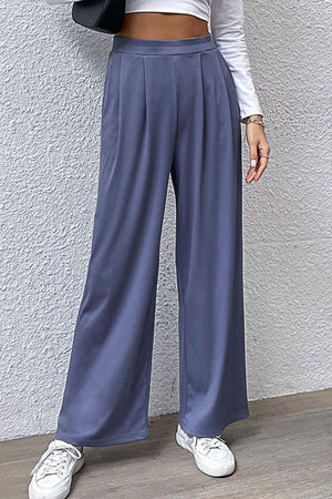 On The Move High Waisted Wide Leg Pleated Pants - MXSTUDIO.COM