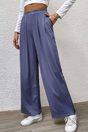 On The Move High Waisted Wide Leg Pleated Pants - MXSTUDIO.COM