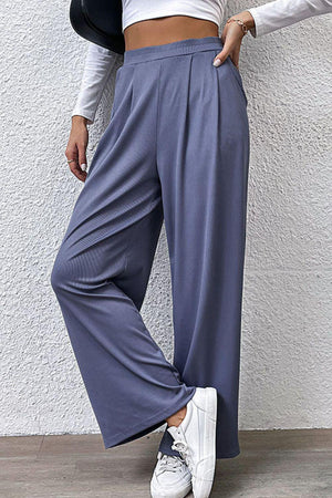 On The Move High Waisted Wide Leg Pleated Pants - MXSTUDIO.COM