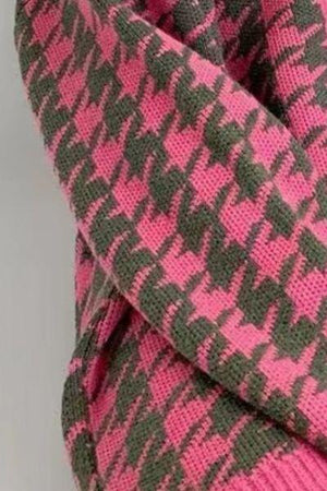 On Trend Classic Oversized Houndstooth Cardigan-MXSTUDIO.COM