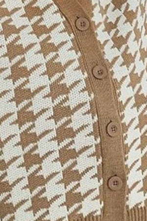 On Trend Classic Oversized Houndstooth Cardigan-MXSTUDIO.COM