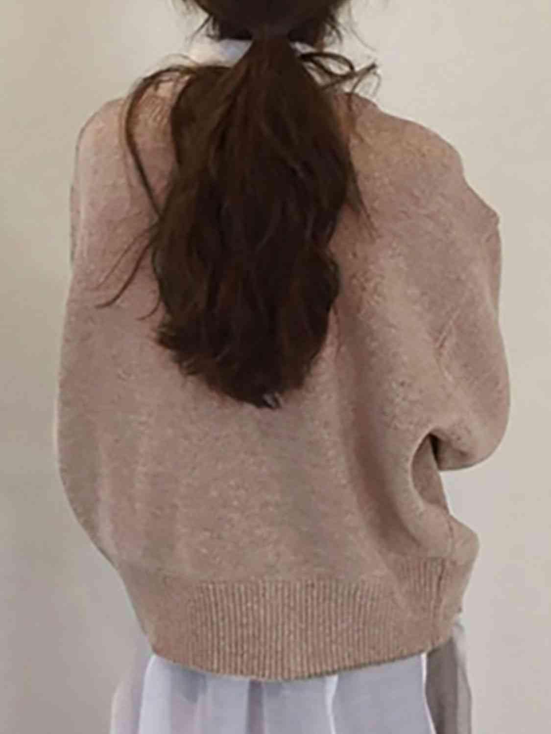One Of A Kind Knit Asymmetric Button Cardigan-MXSTUDIO.COM