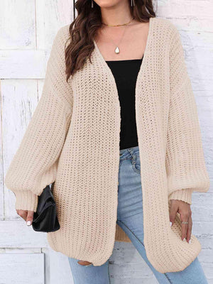 Oomph Style Open Front Oversized Long Cardigan-MXSTUDIO.COM