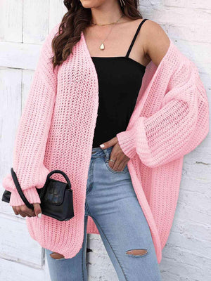 Oomph Style Open Front Oversized Long Cardigan-MXSTUDIO.COM