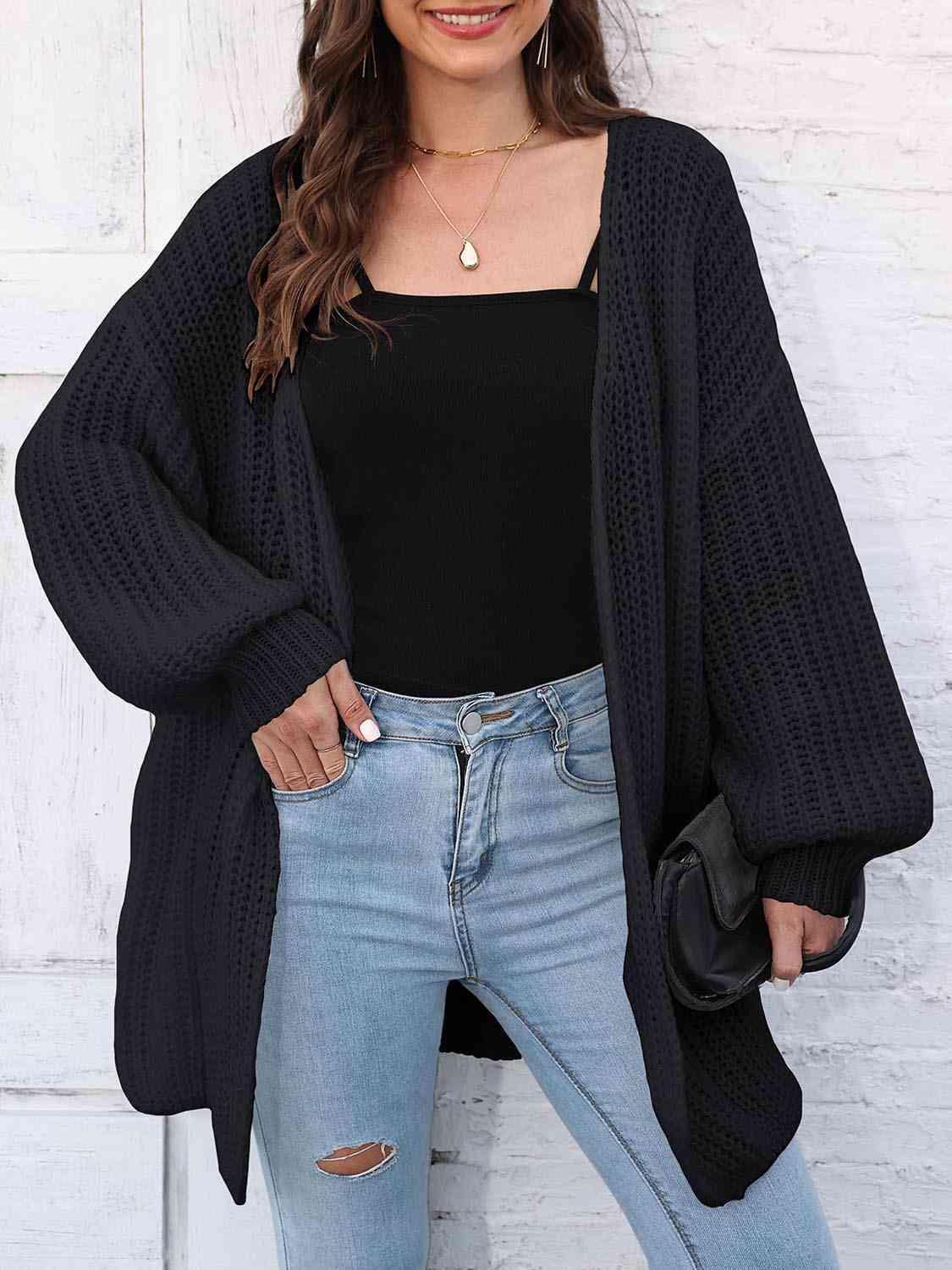 Oomph Style Open Front Oversized Long Cardigan-MXSTUDIO.COM