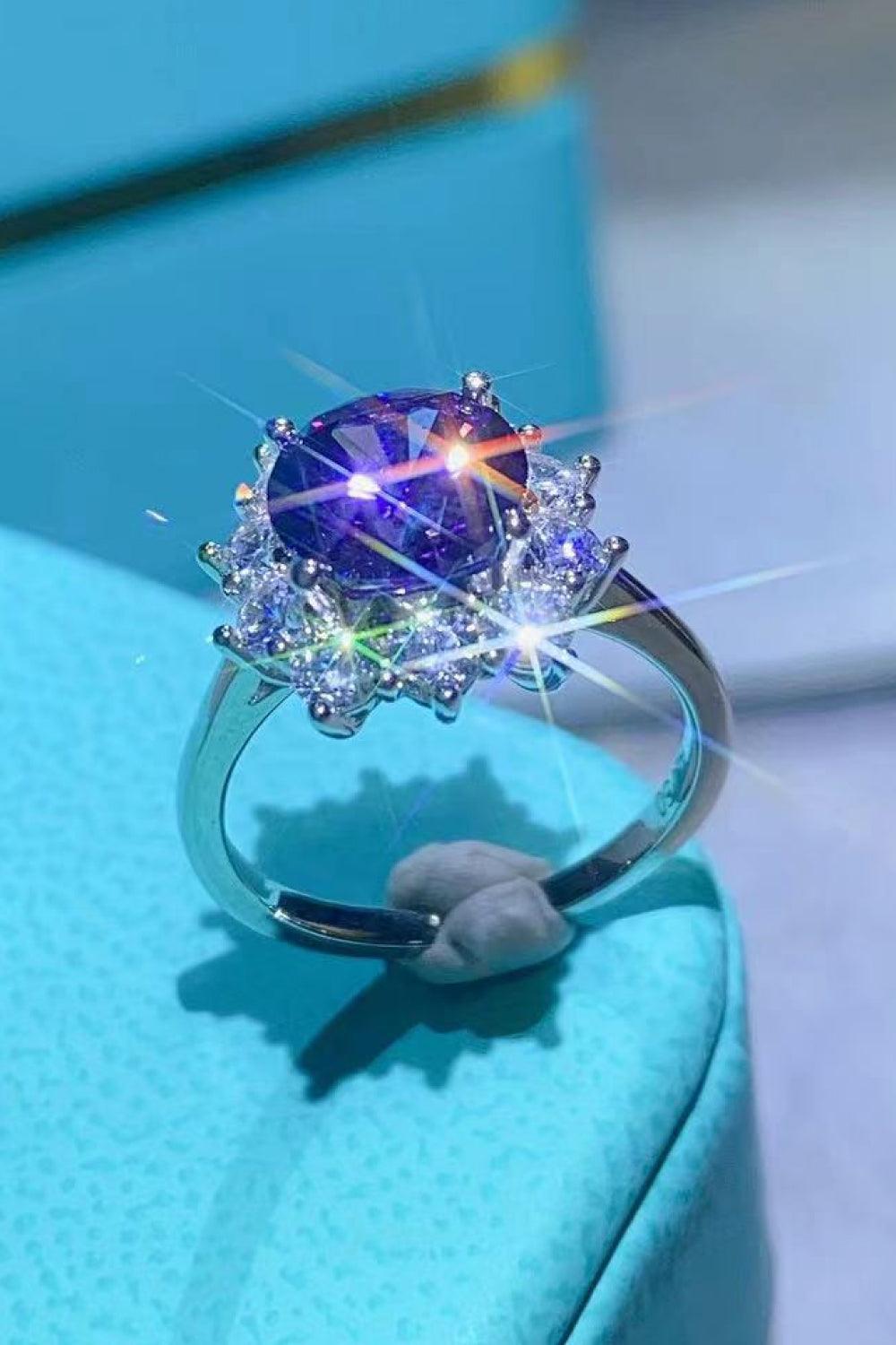 Optimistic Platinum-Plated 2 Carat Purple Moissanite Ring - MXSTUDIO.COM