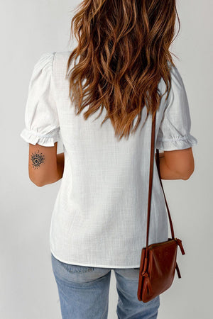 Optimistic Short Sleeve Floral Embroidered Top - MXSTUDIO.COM