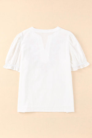 Optimistic Short Sleeve Floral Embroidered Top - MXSTUDIO.COM