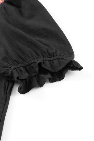 Optimistic Short Sleeve Floral Embroidered Top - MXSTUDIO.COM