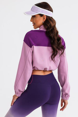 Outdoor Warmth Drawstring Hem Cropped Zip Up Jacket-MXSTUDIO.COM