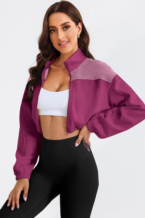 Outdoor Warmth Drawstring Hem Cropped Zip Up Jacket-MXSTUDIO.COM