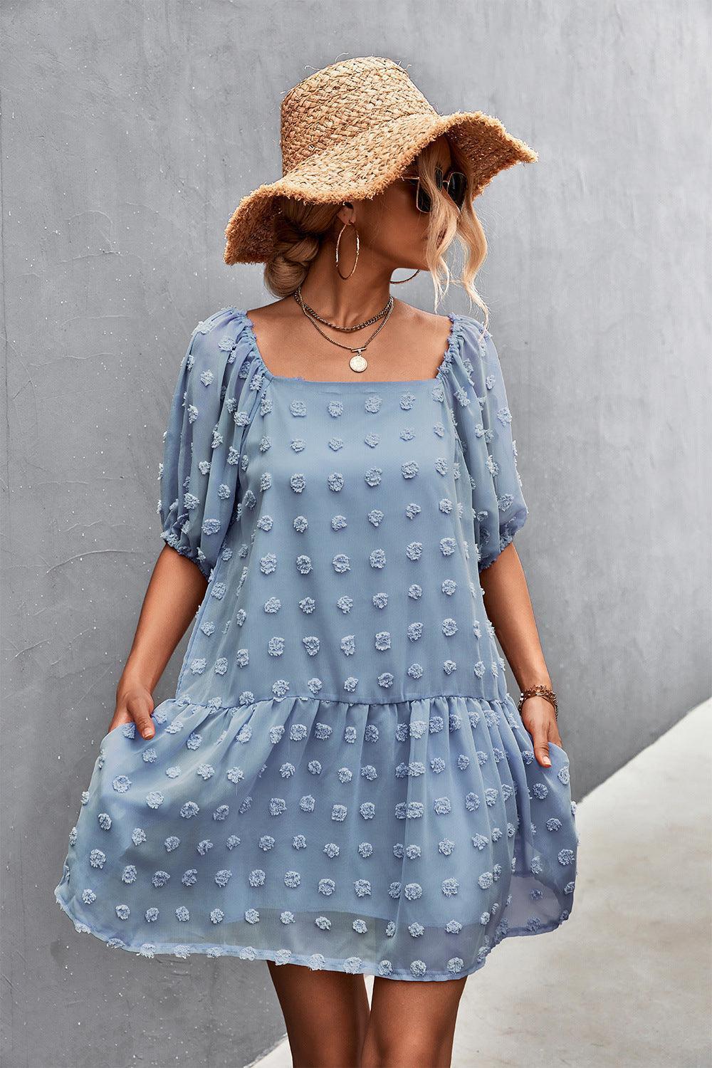 Passionate Swiss Dot Balloon Sleeve Dress - MXSTUDIO.COM
