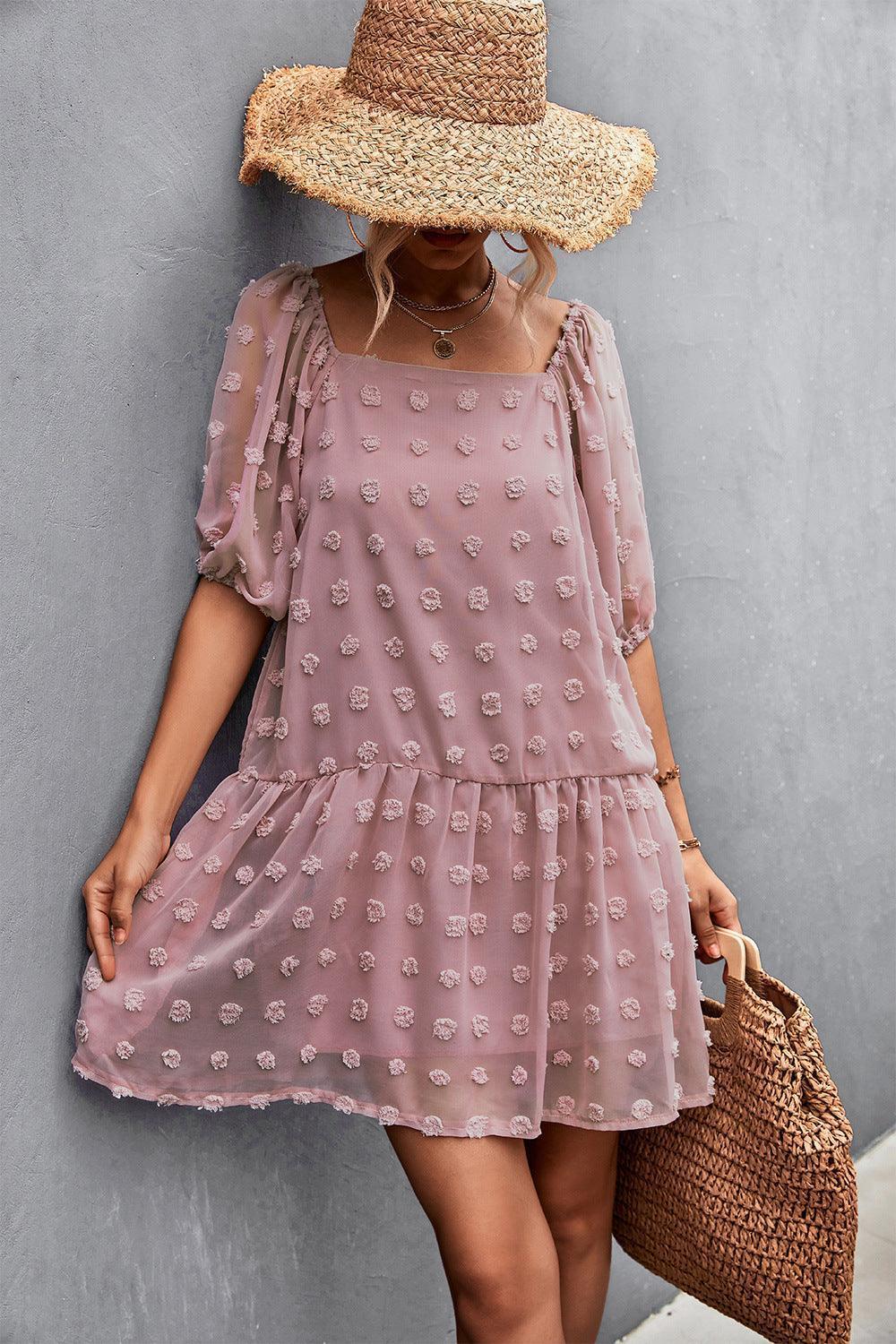 Passionate Swiss Dot Balloon Sleeve Dress - MXSTUDIO.COM