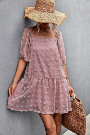 Passionate Swiss Dot Balloon Sleeve Dress - MXSTUDIO.COM