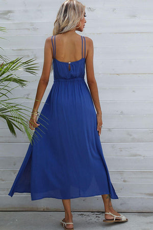 Peak Of Perfection Sleeveless Slit Blue Midi Dress - MXSTUDIO.COM