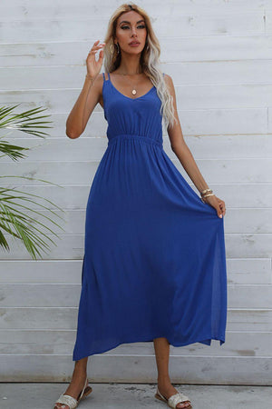 Peak Of Perfection Sleeveless Slit Blue Midi Dress - MXSTUDIO.COM