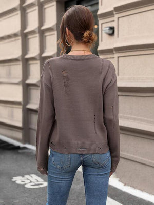Peasant Style Distressed Knit Sweater-MXSTUDIO.COM