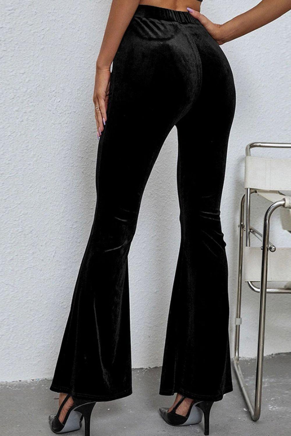 Perfect High Waist Black Flare Leg Pants - MXSTUDIO.COM