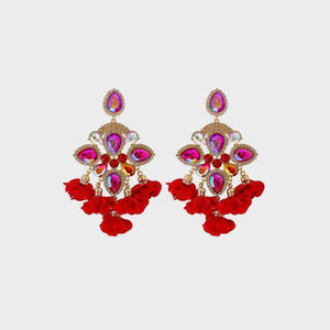 Phenomenal Flower Shape Rhinestone Dangle Earrings-MXSTUDIO.COM