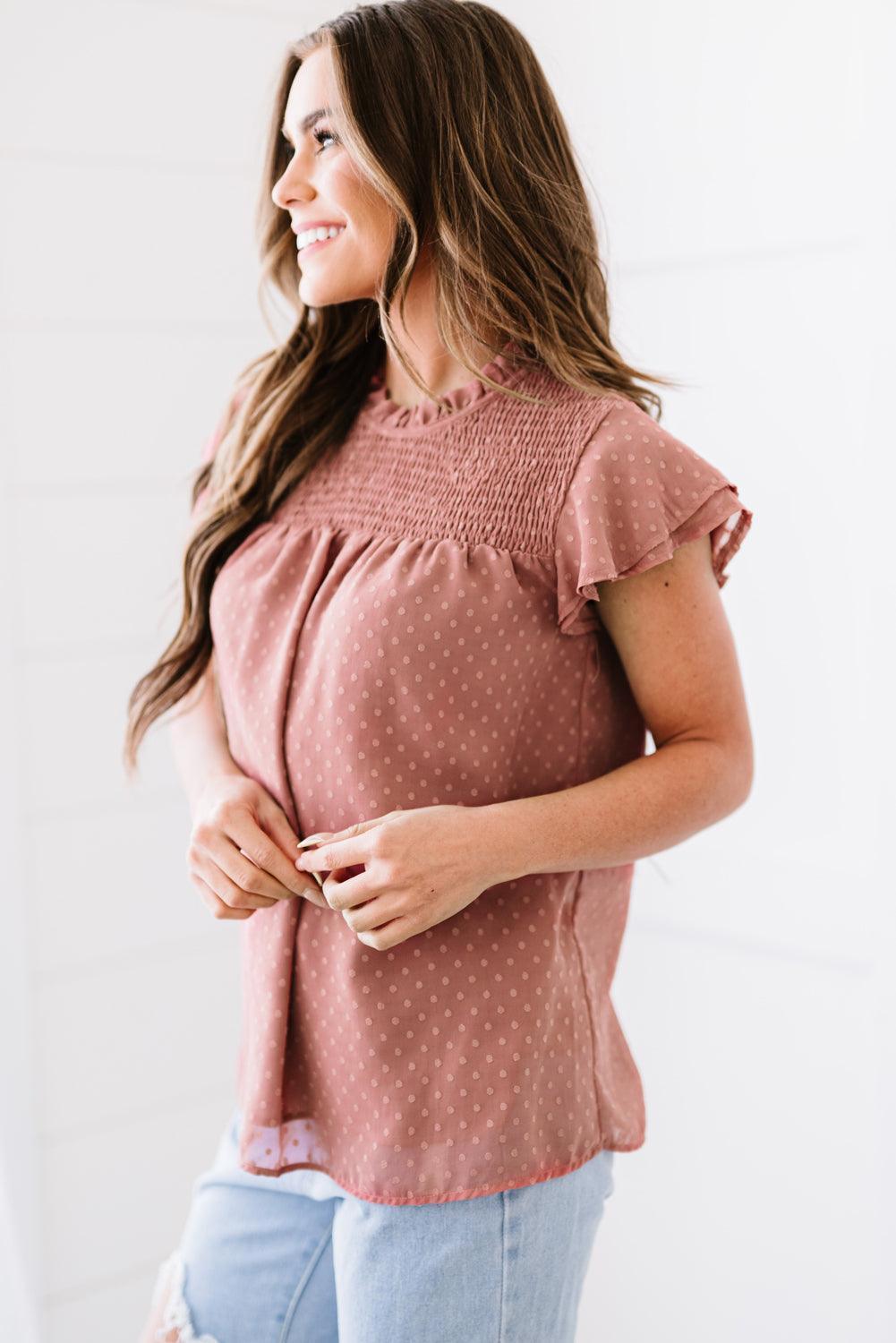 Phenomenal Flutter Sleeve Smocked Blouse - MXSTUDIO.COM