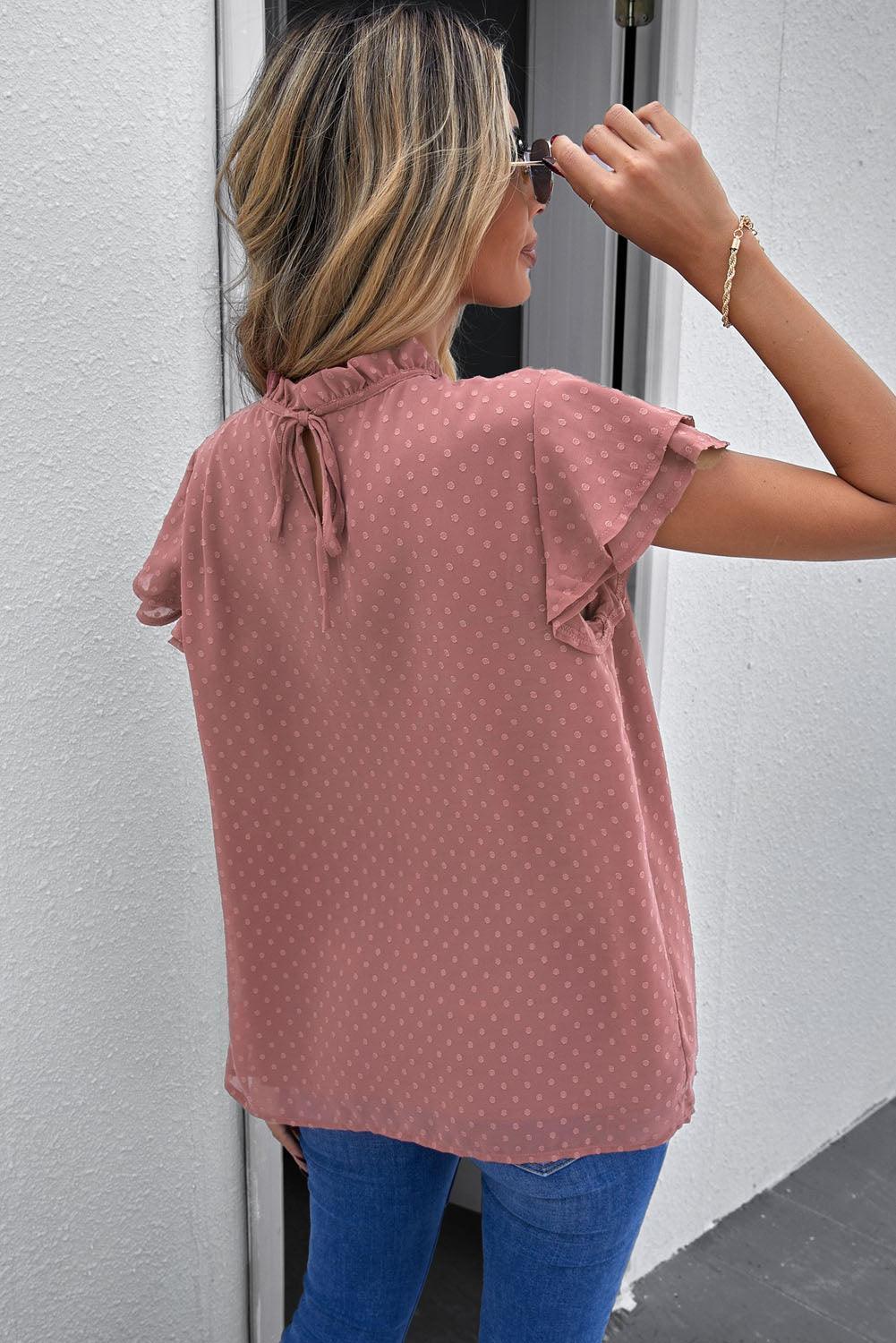 Phenomenal Flutter Sleeve Smocked Blouse - MXSTUDIO.COM