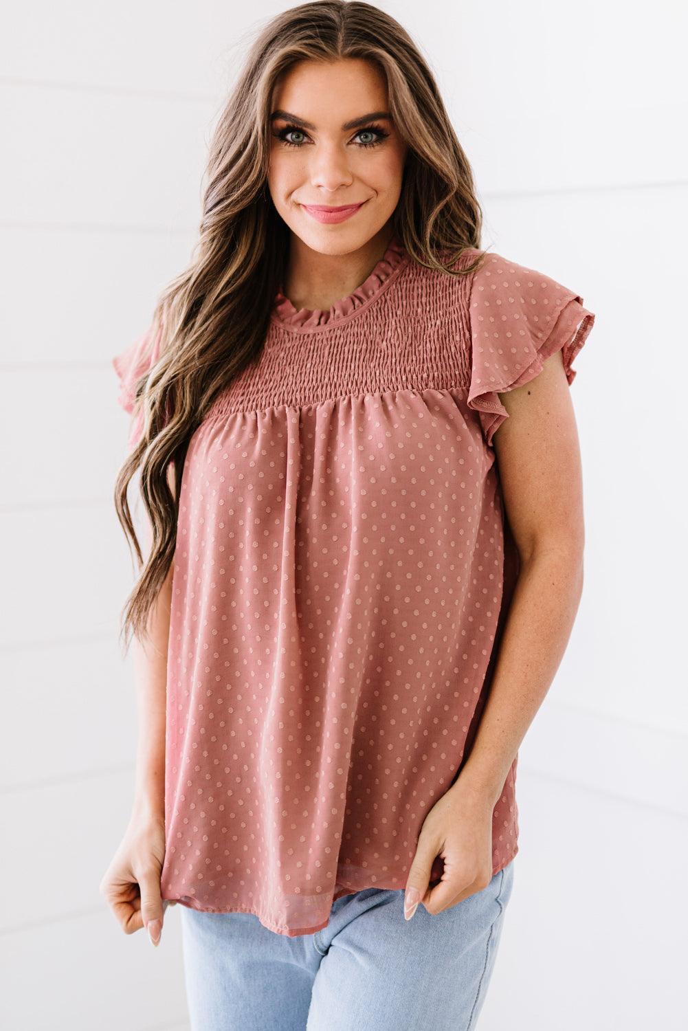 Phenomenal Flutter Sleeve Smocked Blouse - MXSTUDIO.COM