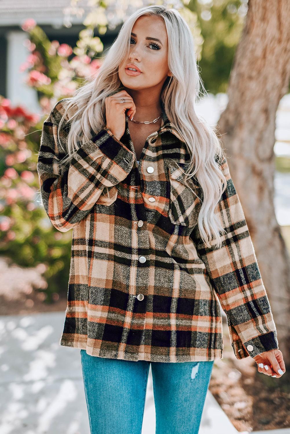 Plaid Shacket with Breast Pockets - MXSTUDIO.COM