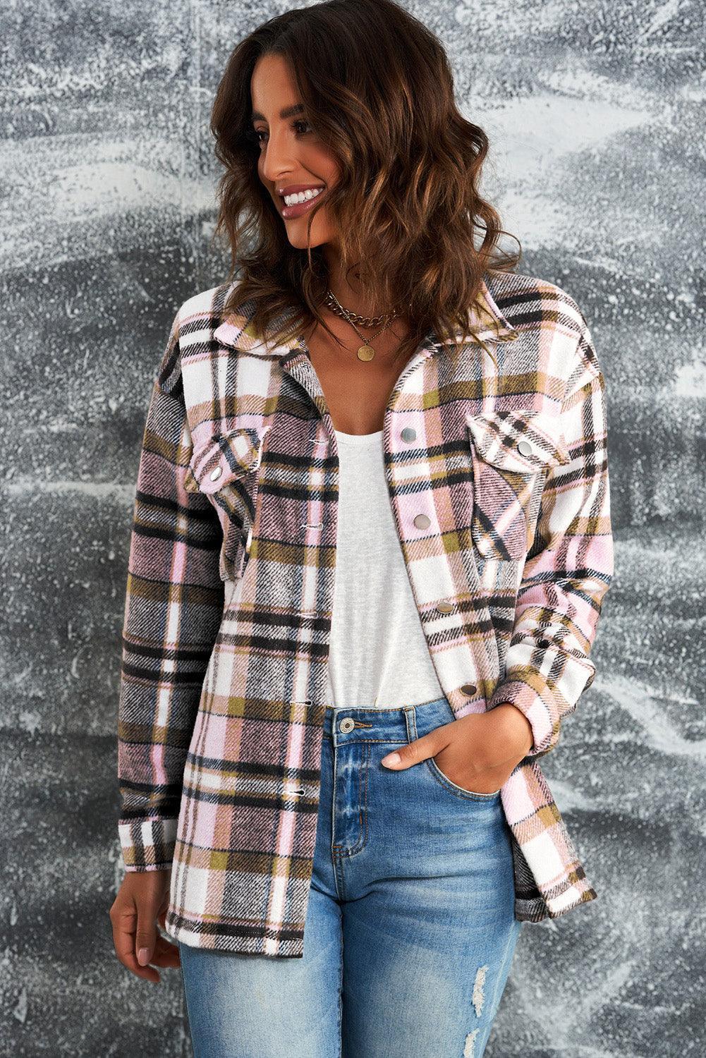 Plaid Shacket with Breast Pockets - MXSTUDIO.COM