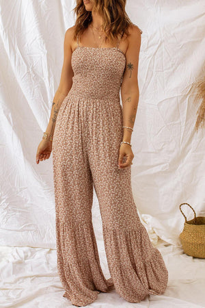 Play It Cool Floral Smocked Wide Leg Jumpsuit - MXSTUDIO.COM