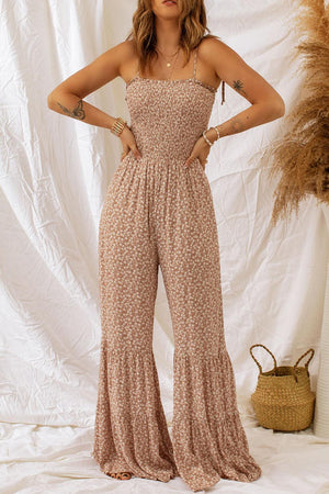 Play It Cool Floral Smocked Wide Leg Jumpsuit - MXSTUDIO.COM