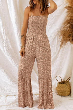 Play It Cool Floral Smocked Wide Leg Jumpsuit - MXSTUDIO.COM