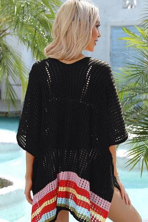 Playful Touch Openwork Slit Stripe Beach Cover-Up - MXSTUDIO.COM