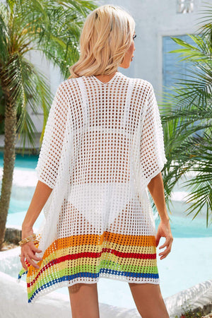 Playful Touch Openwork Slit Stripe Beach Cover-Up - MXSTUDIO.COM