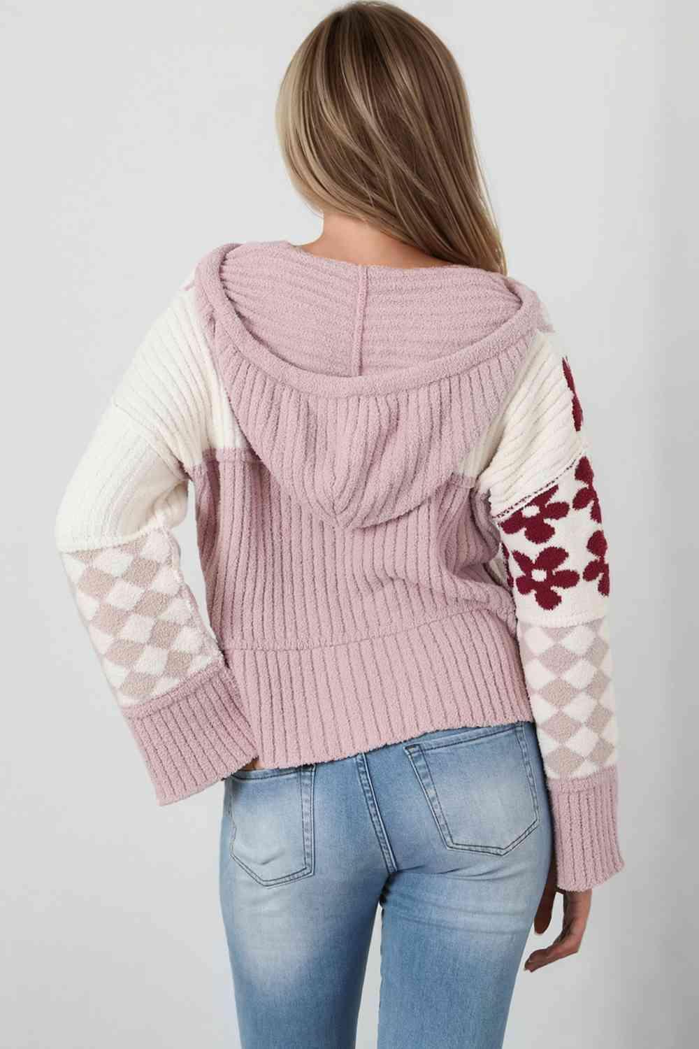Pleasant And Warm Floral Hooded Sweater - MXSTUDIO.COM