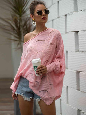Pleasingly Warm Open Knit Lantern Sleeve Sweater - MXSTUDIO.COM