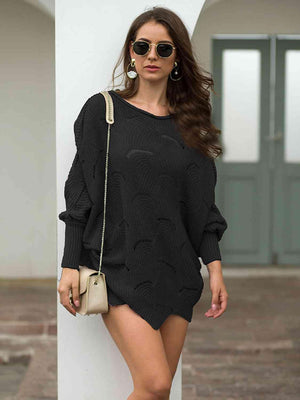 Pleasingly Warm Open Knit Lantern Sleeve Sweater - MXSTUDIO.COM