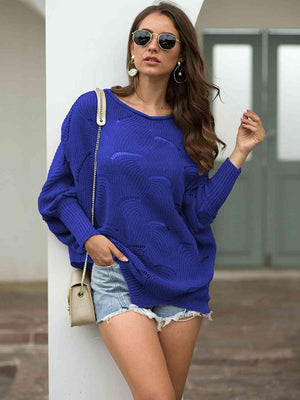 Pleasingly Warm Open Knit Lantern Sleeve Sweater - MXSTUDIO.COM