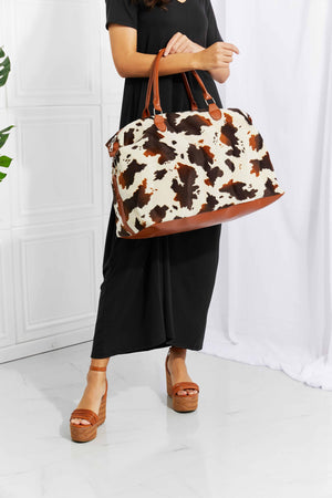 Plush Getaway Ready Cow Print Weekender Bag - MXSTUDIO.COM