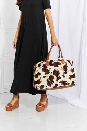 Plush Getaway Ready Cow Print Weekender Bag - MXSTUDIO.COM