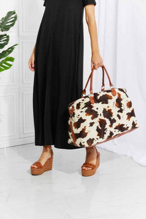 Plush Getaway Ready Cow Print Weekender Bag - MXSTUDIO.COM