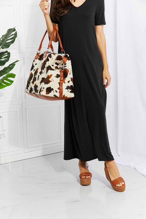 Plush Getaway Ready Cow Print Weekender Bag - MXSTUDIO.COM