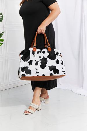 Plush Getaway Ready Cow Print Weekender Bag - MXSTUDIO.COM